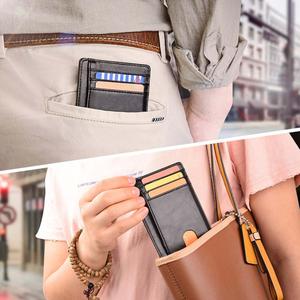 <span class=keywords><strong>Porte</strong></span>-cartes fin minimaliste, portefeuille de poche avant pour <span class=keywords><strong>homme</strong></span>, en <span class=keywords><strong>cuir</strong></span>, avec protection RFID pour cartes de crédit - Product Image 6
