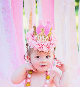 Decorazioni per la prima festa di compleanno <span class=keywords><strong>principessa</strong></span> all'ingrosso accessori per capelli rosa corona per <span class=keywords><strong>bambina</strong></span> corona per feste - Product Image 5