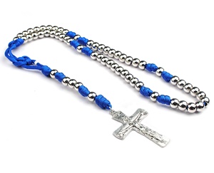 <span class=keywords><strong>Collana</strong></span> <span class=keywords><strong>Rosario</strong></span> con Perline CCB da 10mm <span class=keywords><strong>in</strong></span> <span class=keywords><strong>Acciaio</strong></span> Placcato Blu con Filo Resistente - Product Image 3