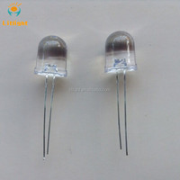 Diode LED à tête ronde de 10 mm 8 mm, type de boîtier traversant F8 F10, sans UV, couleur bleue, 460 nm 465 nm 470 nm, lentille transparente