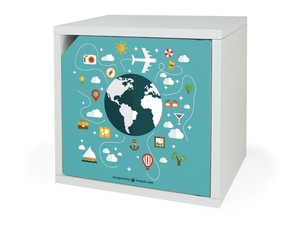 Caja y contenedor de almacenamiento de cartón de colores estilo París con puerta - Product Image 6