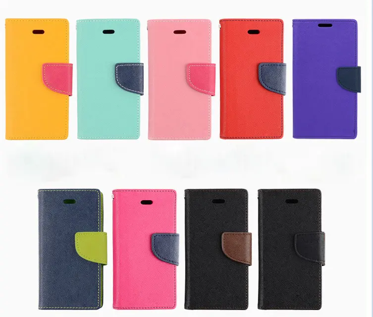 Capa de celular colorida de couro de coreia, para samsung/iphone