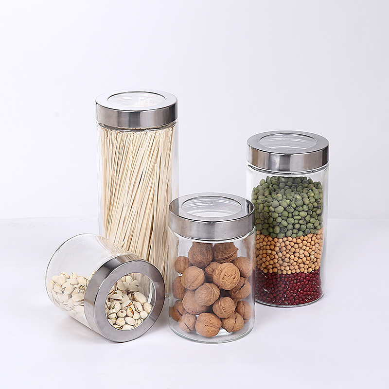Round glass food container with Acrylic lid