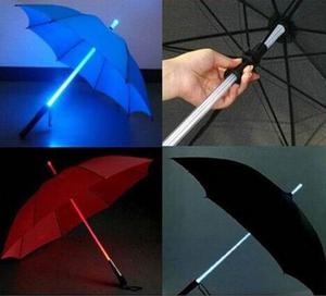 Vente en gros Parapluies pluie lampe de poche transparente Parapluie droit sabre <span class=keywords><strong>laser</strong></span> LED avec lumière led Torche Logo personnalisé - Product Image 2