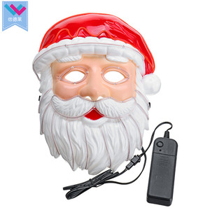 Masque de Père Noël en PVC lumineux à LED pour <span class=keywords><strong>cosplay</strong></span> et décoration de Noël, masque de costume avec fil EL - Product Image 6