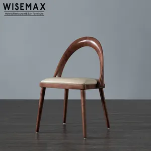 WISEMAX FURNITURE Factory price simple modern fashion design solid wooden dining chair for restaurant use open oval back chair