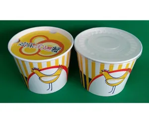 Cubo de papel desechable para pollo, personalizado, con tapa, 130oz, 150oz, 170oz