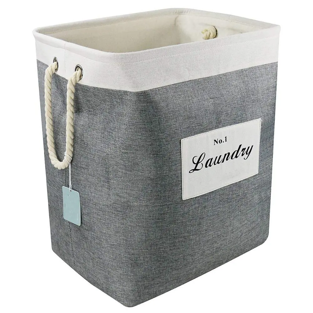 Hogar Grey plegable de tela plegable cesta personalizar plegable ahorro de espacio ropa cesta de lavandería