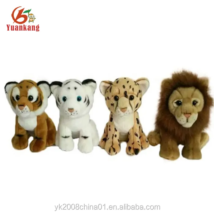 Имитация Мини Ассорти набитые плюшевые Джунгли животных дикий белый тигр/лев/леопард игрушки набор