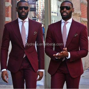 Traje de Etiqueta Borgoña para Hombre, Trajes de Boda, <span class=keywords><strong>Esmoquin</strong></span> para Hombre, Traje de Novio, Traje de Padrino, Hecho a Medida - Product Image 1