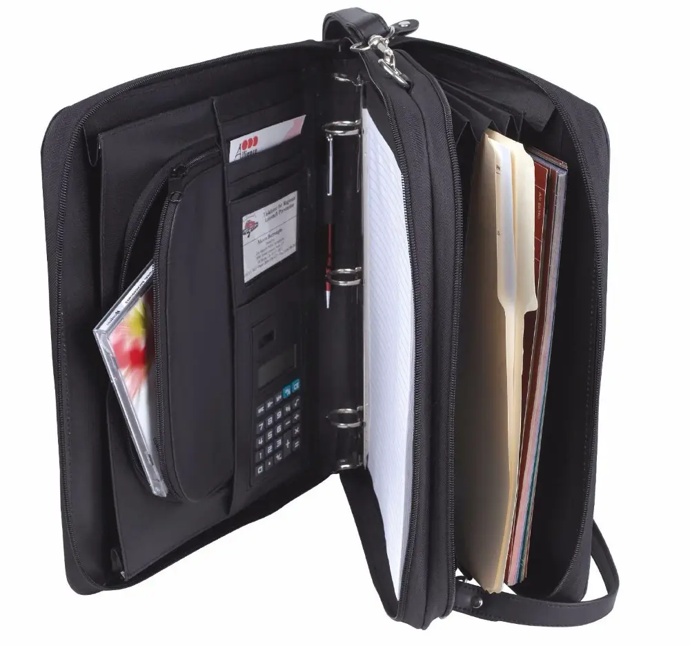 Professional Portfolio Padfolio Organizer แฟ้มที่มีเครื่องคิดเลข Notepad 3-Ring Binder