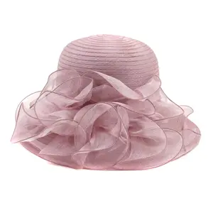 Goedkope vrouwen sinamay Kerk Derby Tovenaar Bridal Cap Britse Thee Party Bruiloft Hoed