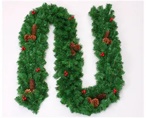 9ft Red berry pinecones ตกแต่งประดิษฐ์ขายส่งคริสต์มาส garland