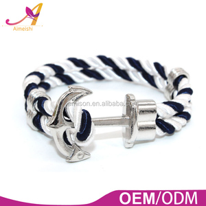 Moda Vintage Estilo Antiguo de la Aleación <span class=keywords><strong>del</strong></span> Ancla Cuerda Trenzada De Poliéster Para Hombre Pulsera de Anclaje - Product Image 4