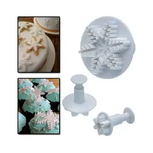 Lixsun 3 pezzi modello fiocco di neve decorazione a stantuffo taglierina per torta goffratrice e stampo per biscotti fondente per SugarCraft