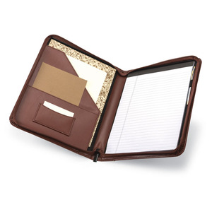 Venta al por mayor Brown <span class=keywords><strong>A4</strong></span> Conferencia carpeta con cremallera cartera caso pu cuero de negocios organizador - Product Image 3