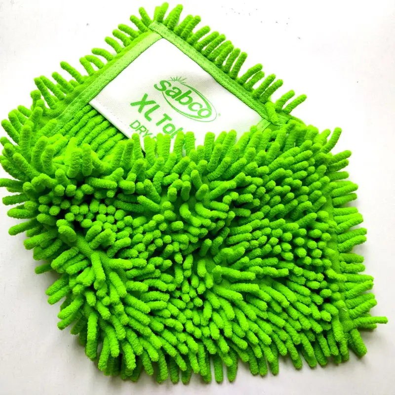 Luvas para limpeza e polimento de carros pano de microfibra verde Chenille para lavagem de carros