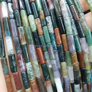 SB6623 Mode Tabung Indian agate batu beads, gemstone cylinder beads strand