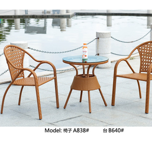 Ensemble de table à manger d'extérieur en rotin synthétique tressé d'occasion <span class=keywords><strong>pas</strong></span> <span class=keywords><strong>cher</strong></span> pour jardin et patio, mobilier de restaurant en osier <span class=keywords><strong>Miami</strong></span> - Product Image 6