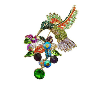 Alas colibrí flor broche de cristal broche de pájaro Pin - Product Image 1