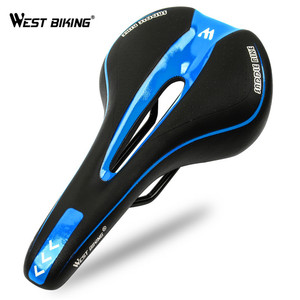 WEST BIKING <span class=keywords><strong>Selle</strong></span> <span class=keywords><strong>de</strong></span> vélo confortable en cuir PU respirant avec coussin avant en silicone pour vélo <span class=keywords><strong>de</strong></span> route VTT, simple et élégante - Product Image 2
