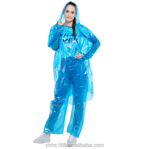 clear Plastic Coverall Rain Suit Long Raincoat with Pants