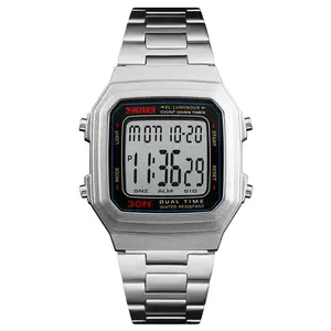 Jam Tangan,Digital Mens Metal Gold Wrist Watches