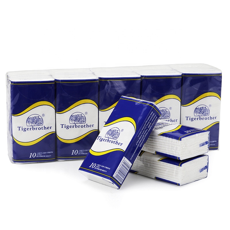 10 листов, 3 слоя, оптовая продажа, мягкая упаковка, салфетки, носовой платок, карманная бумажная салфетка для лица, 3-слойная Целлюлоза из натуральной древесины, индивидуальная упаковка