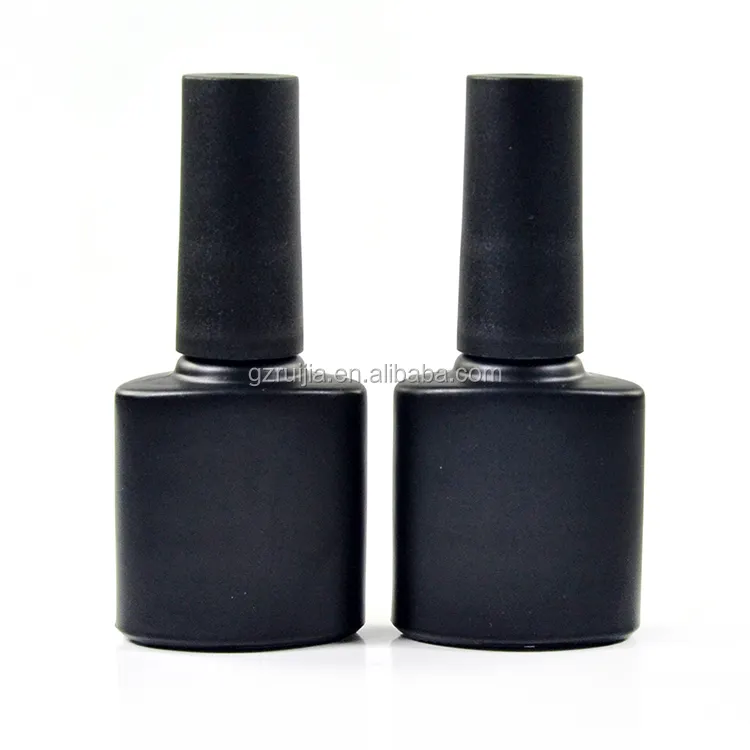 Matte Frosted Zwart Vierkant Ronde 5Ml 7Ml 10Ml 11Ml 13Ml 14Ml 17Ml Lege glas Uv Gel Nagellak Fles Met Zwart Deksel