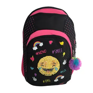 OEM özelleştirilmiş gülümseme baskı tasarımı dayanıklı çift kayış okul kız çocuk çantası moda okul sırt çantaları