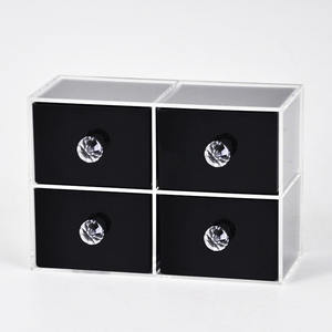 Black <b>Small</b> Acrylic Drawer <b>Box</b> for Jewelry with Handle - Product Image 1
