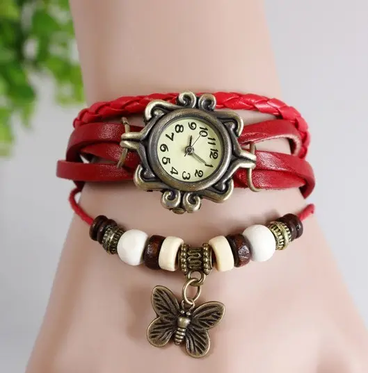 Jam Tangan Gelang Quartz Analog Kupu-kupu Retro Elegan Wanita Putih Keluaran Baru