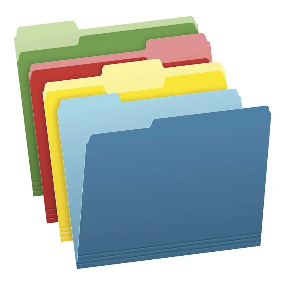 Manila folder Two-Tone Color File Folders Letter Size Assorted Colors (Bright Green Yellow Red Blue) Assorted