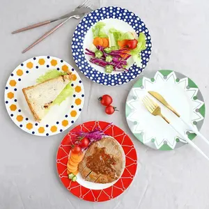 Platos de cerámica elegantes para ensaladas y repostería, platos de porcelana con cargador de 8 pulgadas para hotel