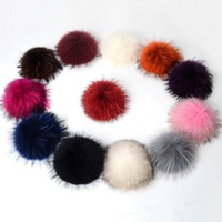 Boule de fourrure de raton laveur teint naturel véritable pompons de fourrure de raton laveur