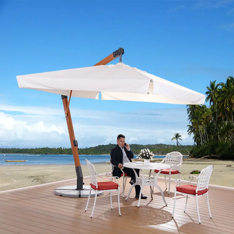 3X3M Zware Houten Tuin Parasol Outdoor Opknoping Paraplu