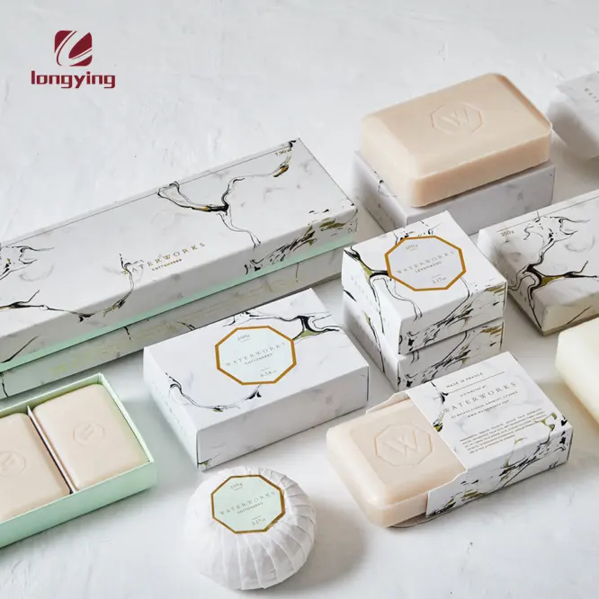 China logotipo personalizado luxo moda caixa de papelão com sabonete artesanal vela para mármore textura caixa de presente embalagem