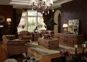 <span class=keywords><strong>Set</strong></span> di Divani in Pelle Italiana Vintage Marrone con Lavorazione Tufted/Arredamento per Soggiorno (MOQ=1 <span class=keywords><strong>SET</strong></span>) - Product Image 6
