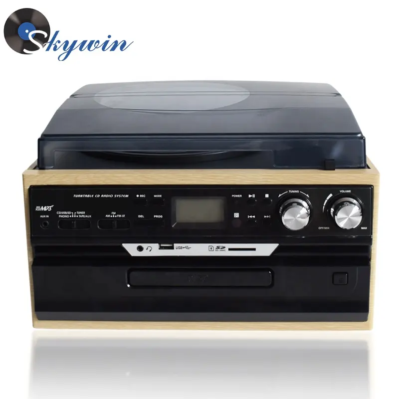 Retrô rádio cd player portátil com técnicos gramophone giratório