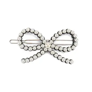 Elegant Pearl Bow Hair Clip Korea Pearls Adorned Bowknot Women Hair Accessories Acetate Pearl Hair Pins