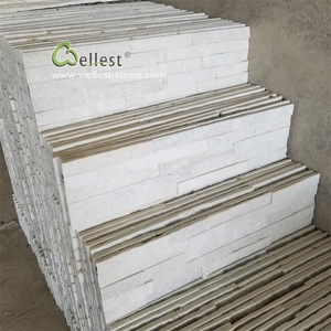 Tinh Khiết Trắng Quartzite Ledgestone Veneer Đá Tường Gạch Xếp Chồng Lên Nhau Đá - Product Image 6