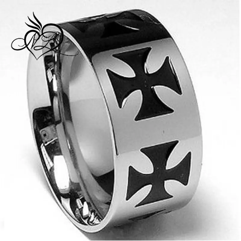 10MM Stainless Steel Ring with IRON CROSS Design