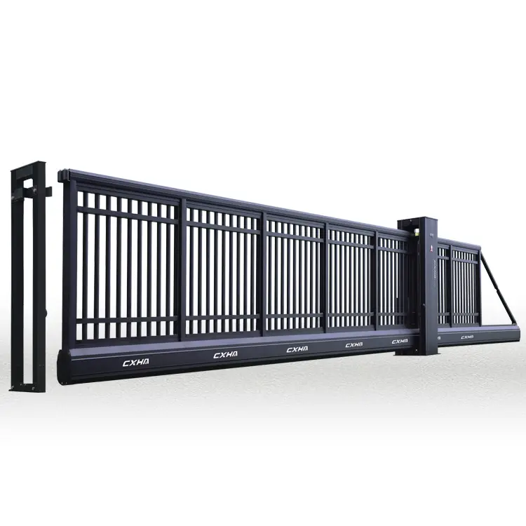 Factory iron main entrance gate grill design for home custom automatic safety sliding steel gate prices