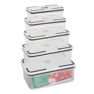 5 Pcs Set Locking Lids Food Storage Containers for Meal Prep and Airtight Food Storage Box Rectangle