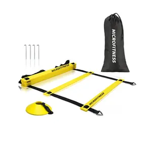Training 6Meters 12 Rungs Adjustable Speed Agility Ladders Training Set With Carrying Bag 6 Disc Cones 4 Steel Stakes Custom Logo