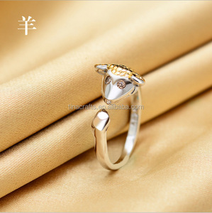 Animal colección de joyas de oro de plata abierta y lindo banda cerdo/conejo/<span class=keywords><strong>perro</strong></span>/Tigre/anillos de pollo - Product Image 5