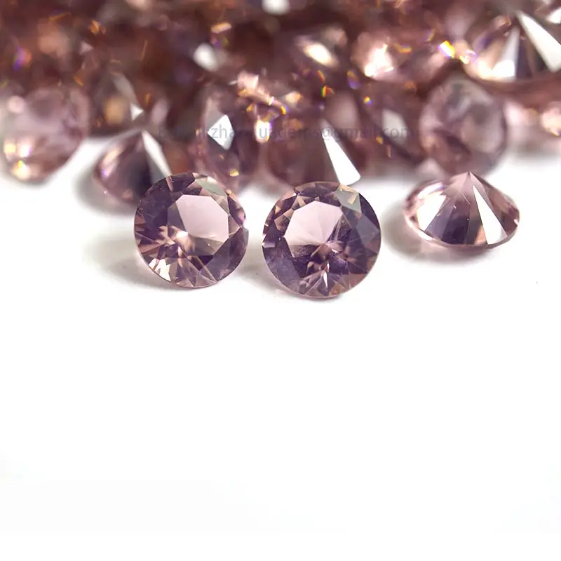 Pedra preciosa de cristal sintético redonda, pedra preciosa de rosa de diamante