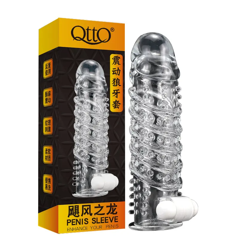 Hot selling Penis Sleeve Condom For Men G Point Stimulation Delay Crystal Penis Sleeve for Male