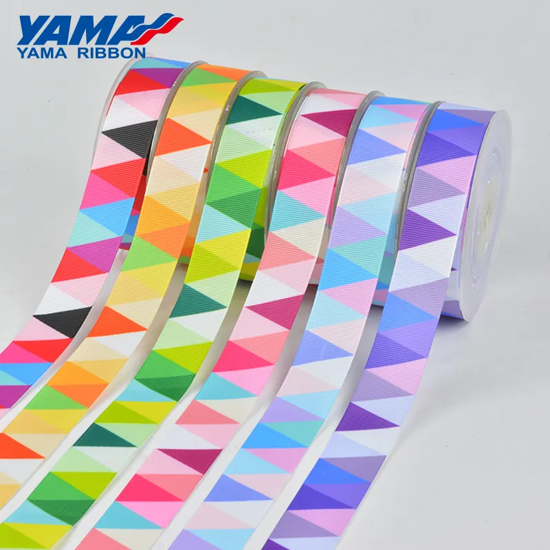 YAMA colorful geometric triangular pattern wholesale grosgrain ribbon