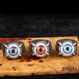 fresco no convencionales de titanio anillos de acero inoxidable 316l plata mal de ojo piedra de lujo para los hombres - Product Image 1
